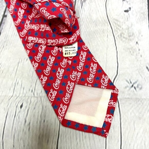 COCA COLA Coke Logo Mens ~New with Tags~ NWT Red White Blue STARS Tie Necktie - Picture 4 of 4